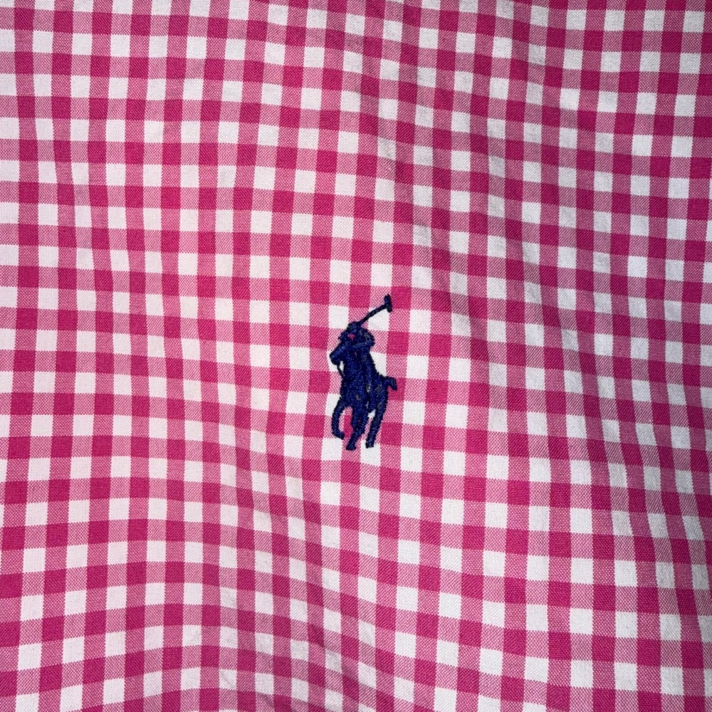 Ralph Lauren Men's L Classic Fit Pink Gingham Button Down Shirt Long Sleeve - Picture 3 of 11